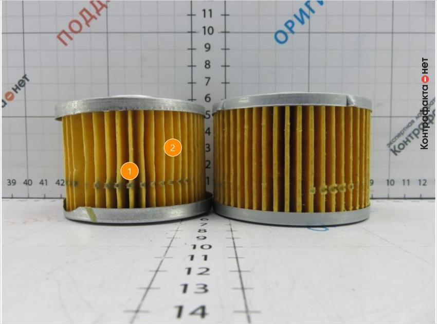 1. Дефекты изготовления и сборки составляющих компонентов. | 2. Фильтрующие ламели менее плотно расположены между собой.