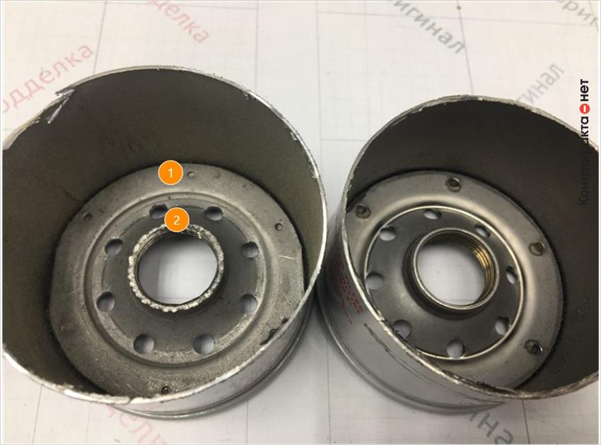 1. Отличается способ соединения корпуса фильтра с резьбовой частью, в оригинале использована точечная сварка. | 2. Отсутствует обработка внутренней резьбовой части.