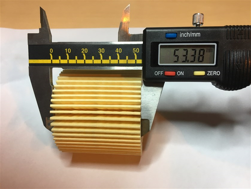 Отличается размер (меньше оригинала на 1,46 мм) и вес (тяжелее оригинала на 0,004г) фильтрующего элемента.