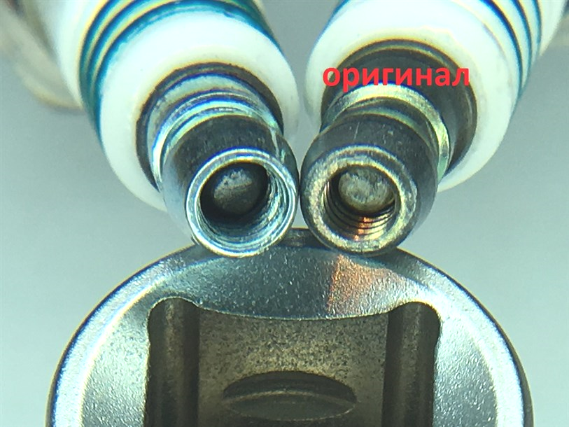 Низкого качества обработка контактной гайки (резьбовой части), имеет визуальное отличие оттенка цвета металла.