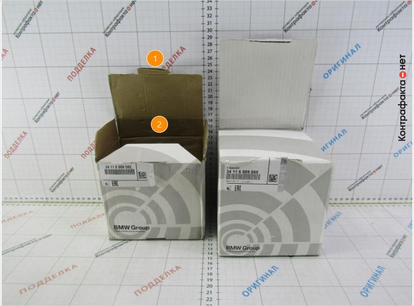 1. Индивидуальная упаковка меньшего размера. | 2. Выкройка коробки не соответствует оригиналу.