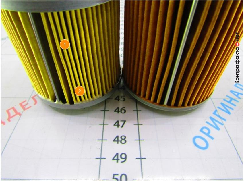 1. Цвет фильтрующей бумаги отличается от оригинала. | 2. Клей желтого цвета.