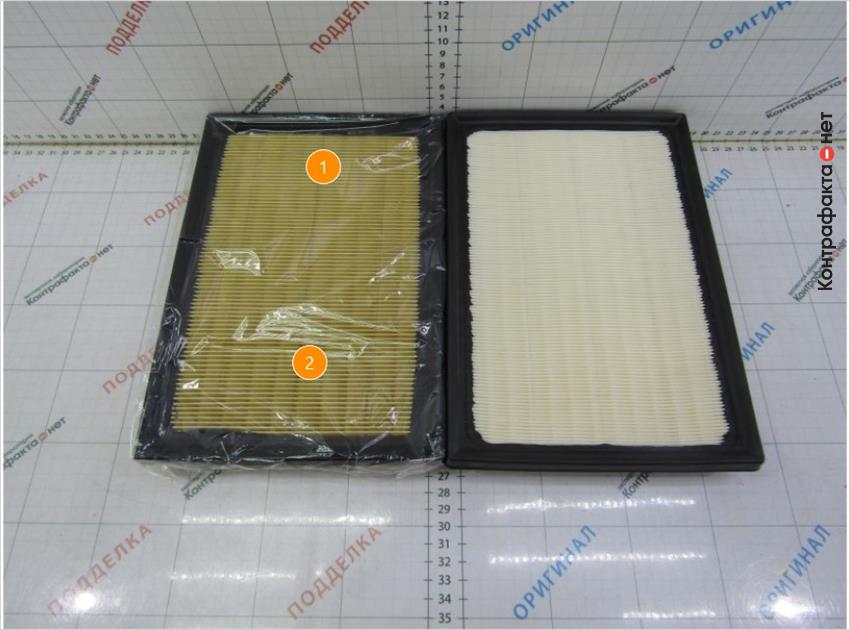 1. Фильтр упакован в дополнительный полиэтиленовый пакет. | 2. Фильтрующие ламели желтовато-коричневого цвета.