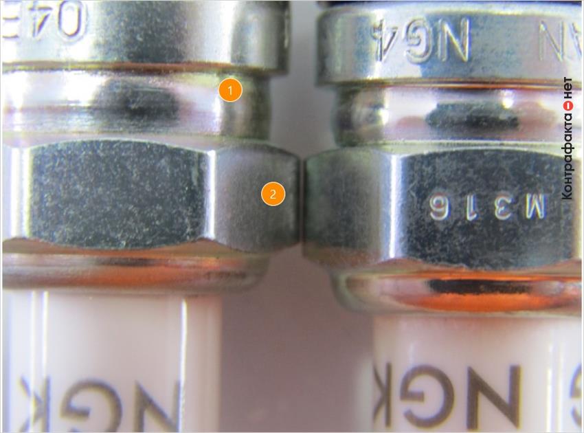 1. Размер металлического корпуса не соответствует оригиналу. | 2. Меньшая площадь шестигранных граней.