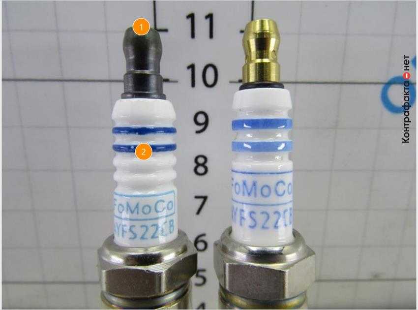 1. Темный оттенок металла. | 2. Выполнено большее количество ребер.