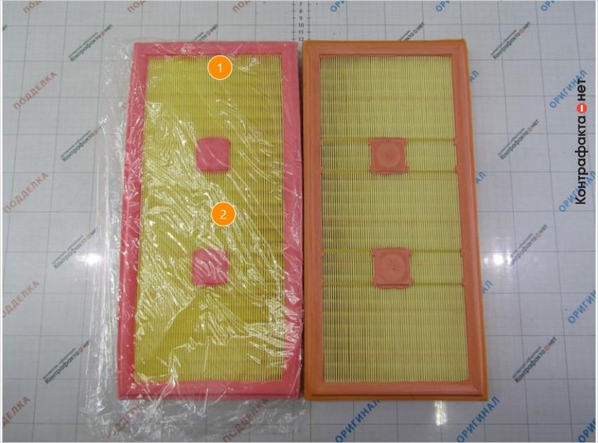 1. Полиуретановый корпус розового цвета. | 2. Фильтр упакован в дополнительный полиэтиленовый пакет.