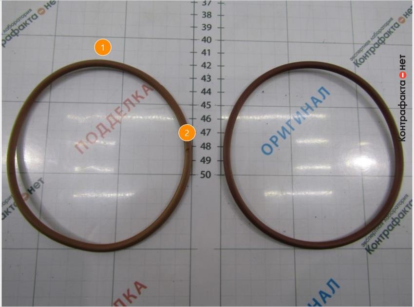 1. Уплотнительное кольцо имеет неровную форму круга. | 2. Дефект внешней поверхности.